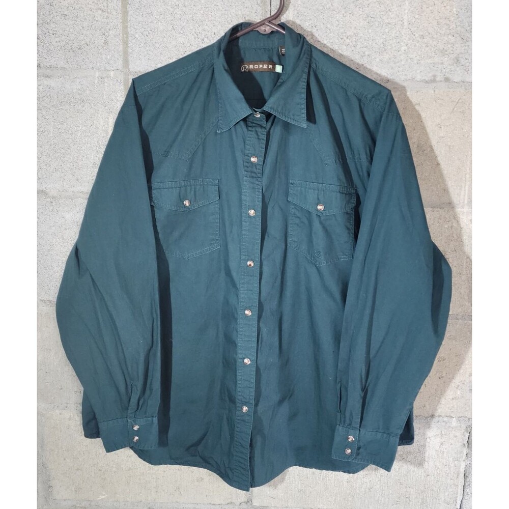 Roper Long Sleeve Pearl Snap Men's Western Shirt Green Size 3X